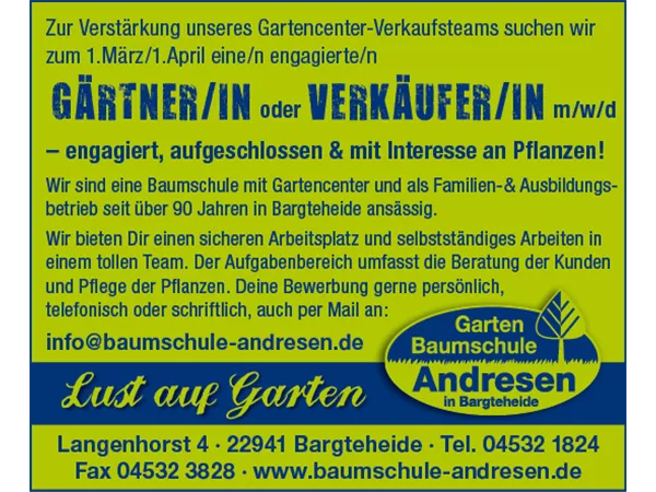 Gärtner/in (m/w/d) im Verkauf