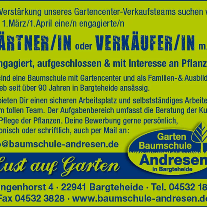 Gärtner/in im Verkauf m/w/d